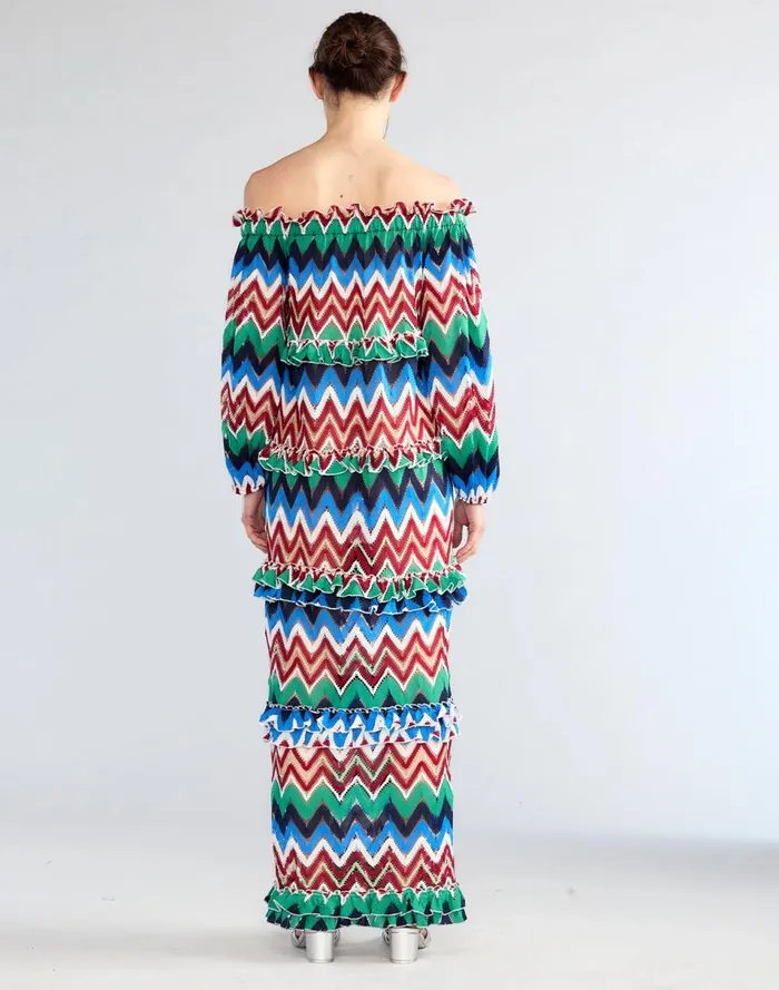 Women Cynthia Rowley Dresses Zigzag Knit Off Shoulder Dress Blumlt Women Cynthia Rowley Dresses Zigzag Knit Off Shoulder Dress Blumlt