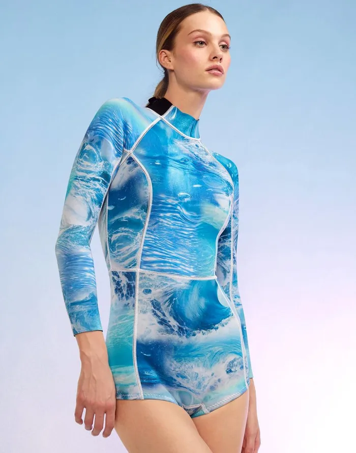 Women Cynthia Rowley Swim Watercamo Wetsuit Bluerainbow Women Cynthia Rowley Swim Watercamo Wetsuit Bluerainbow