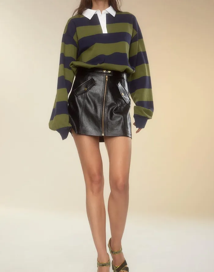 Women Cynthia Rowley Tops Ardie Striped Rugby Shirt Grnvy Women Cynthia Rowley Tops Ardie Striped Rugby Shirt Grnvy