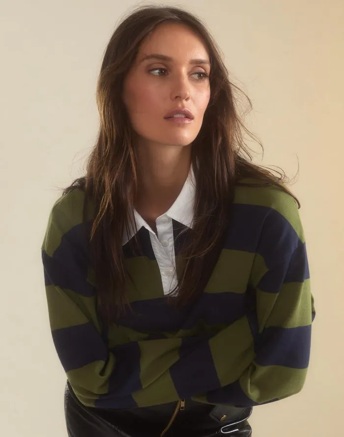 Women Cynthia Rowley Tops Ardie Striped Rugby Shirt Grnvy Women Cynthia Rowley Tops Ardie Striped Rugby Shirt Grnvy