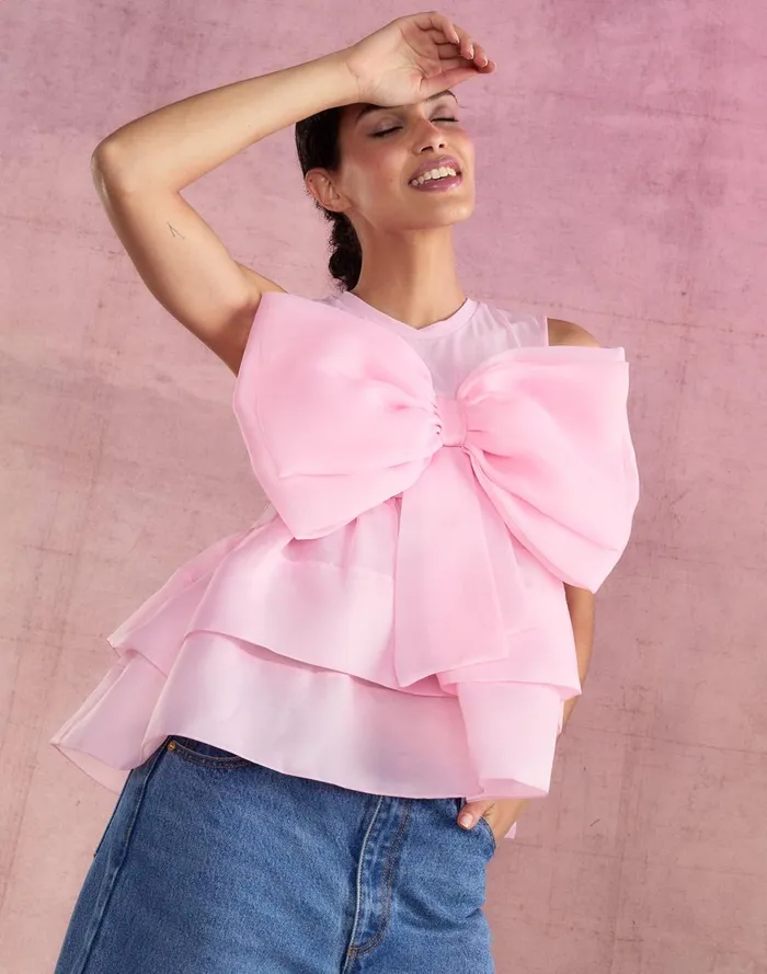 Women Cynthia Rowley Tops Blair Bow Top Pink