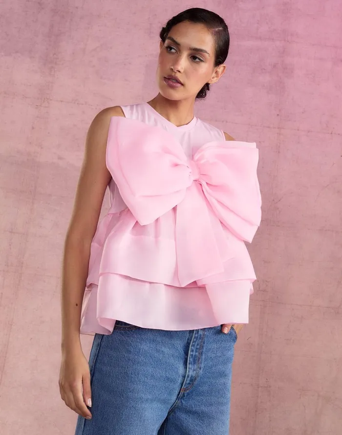 Women Cynthia Rowley Tops Blair Bow Top Pink Women Cynthia Rowley Tops Blair Bow Top Pink