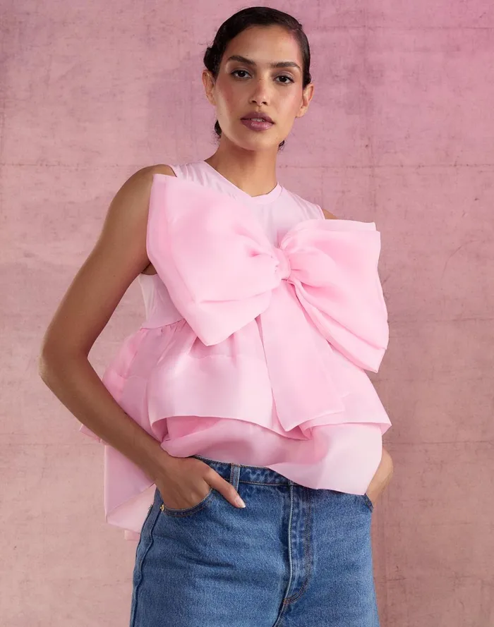 Women Cynthia Rowley Tops Blair Bow Top Pink Women Cynthia Rowley Tops Blair Bow Top Pink