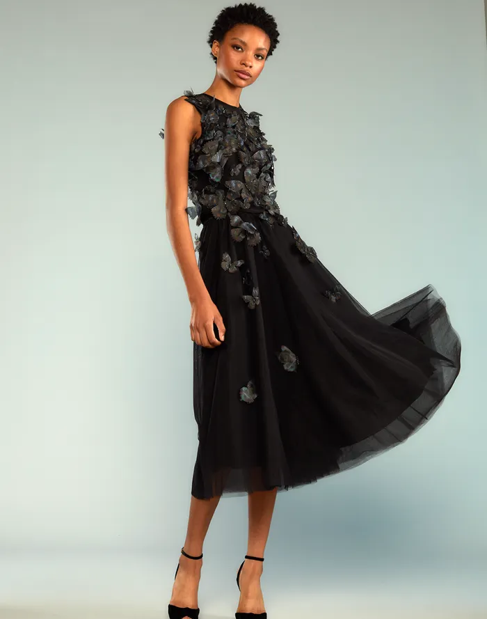 Women Cynthia Rowley Tops Butterfly Applique Top Black