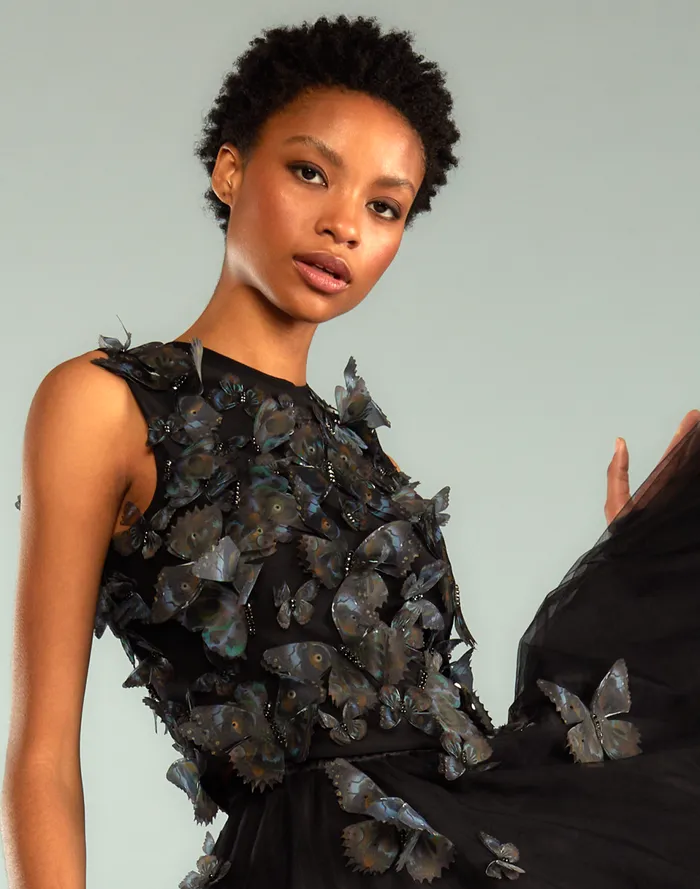 Women Cynthia Rowley Tops Butterfly Applique Top Black