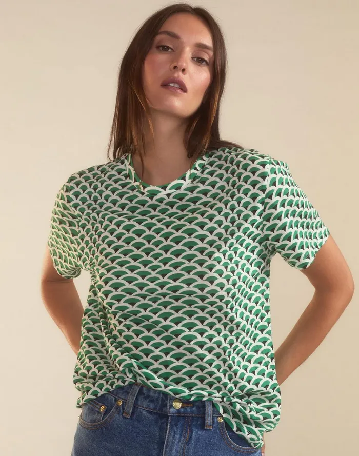 Women Cynthia Rowley Tops Fanfare Tee Grnwt