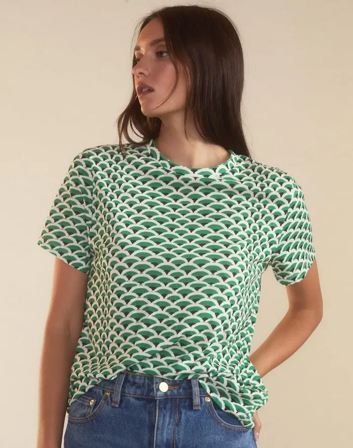 Women Cynthia Rowley Tops Fanfare Tee Grnwt Women Cynthia Rowley Tops Fanfare Tee Grnwt