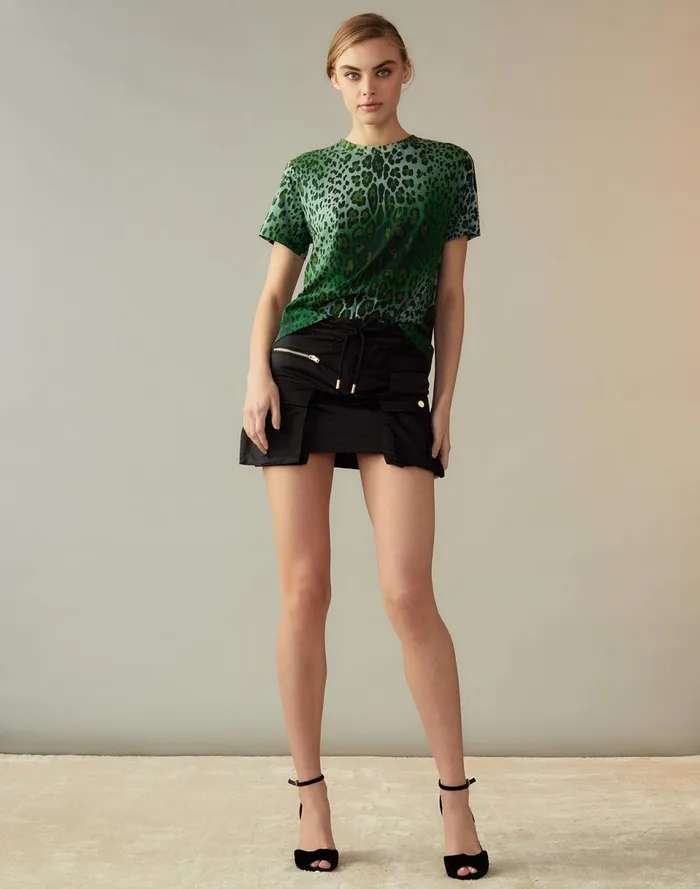 Women Cynthia Rowley Tops Leopard Tee Grnleo