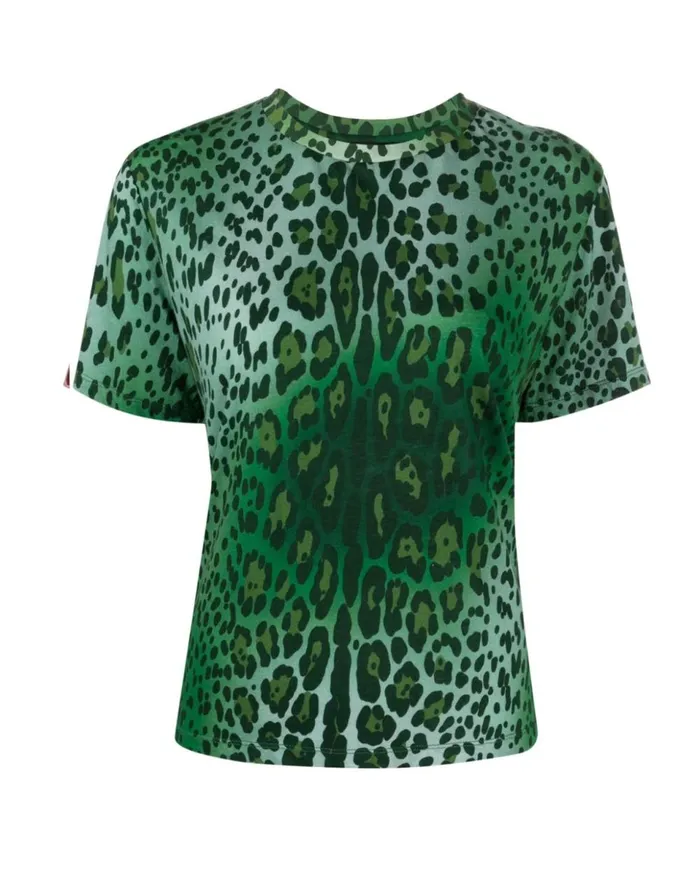 Women Cynthia Rowley Tops Leopard Tee Grnleo