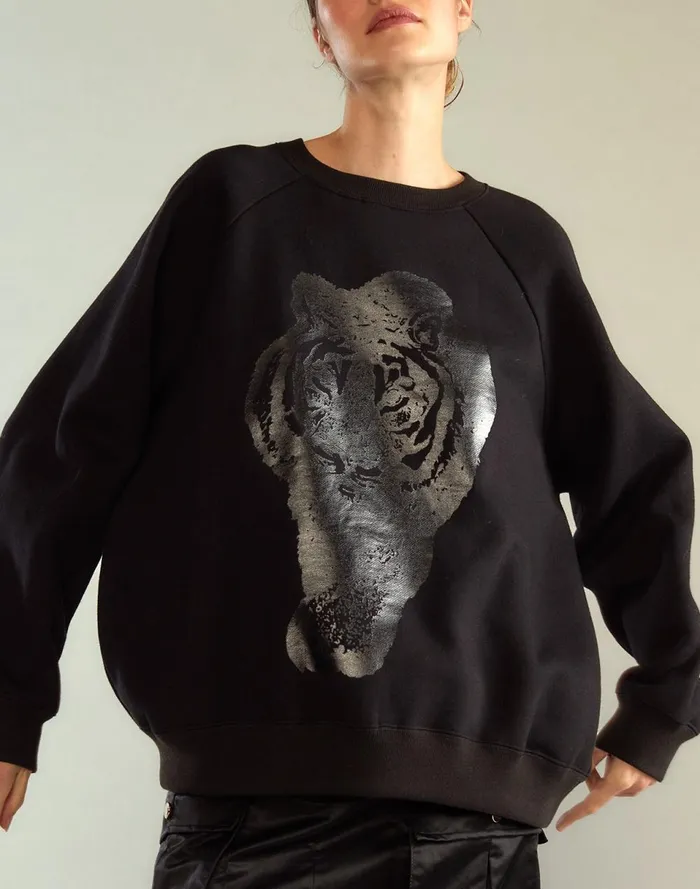 Women Cynthia Rowley Tops Lioness Crewneck Black