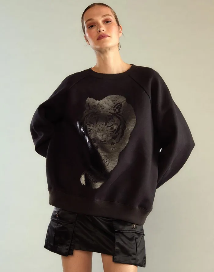 Women Cynthia Rowley Tops Lioness Crewneck Black