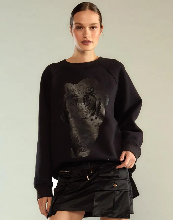 Women Cynthia Rowley Tops Lioness Crewneck Black