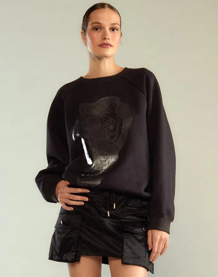 Women Cynthia Rowley Tops Lioness Crewneck Black