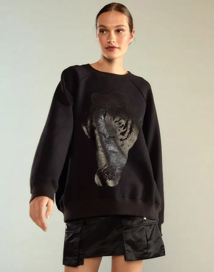 Women Cynthia Rowley Tops Lioness Crewneck Black