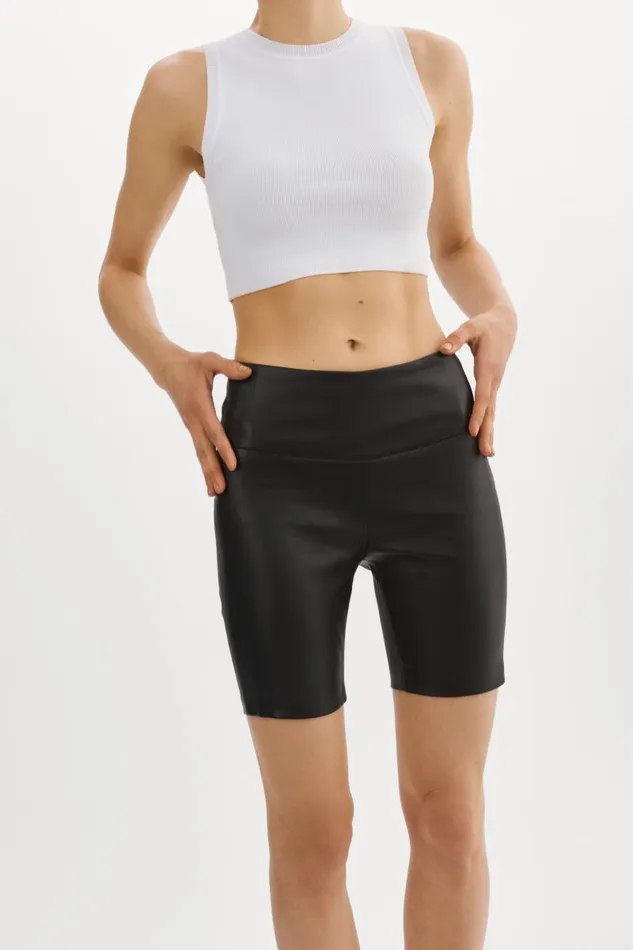Women DARI Leather Biker Shorts Black LAMARQUE Pants and Shorts