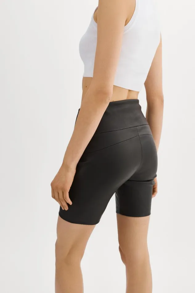 Women DARI Leather Biker Shorts Black LAMARQUE Pants and Shorts