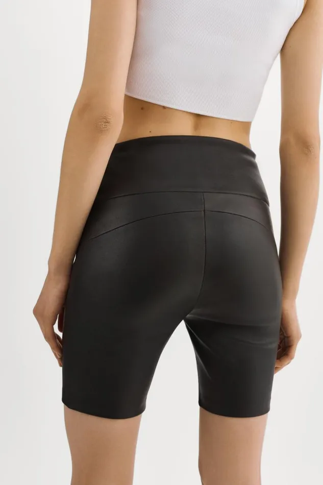 Women DARI Leather Biker Shorts Black LAMARQUE Pants and Shorts