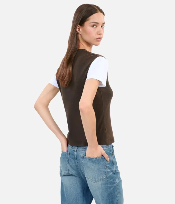 Women Dark Brown Logo Tshirt THE KOOPLES Tshirts