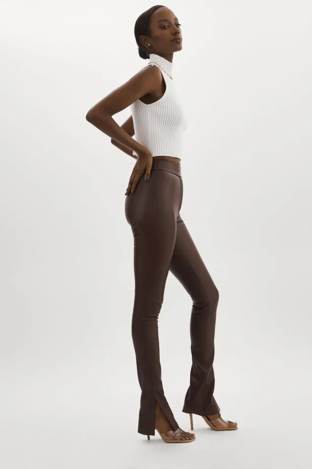 Women DAWN Stretch Leather Pants Mahogany LAMARQUE Pants and Shorts Women DAWN Stretch Leather Pants Mahogany LAMARQUE Pants and Shorts