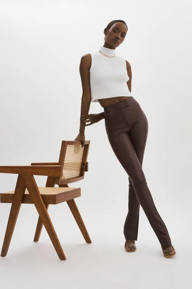 Women DAWN Stretch Leather Pants Mahogany LAMARQUE Pants and Shorts Women DAWN Stretch Leather Pants Mahogany LAMARQUE Pants and Shorts