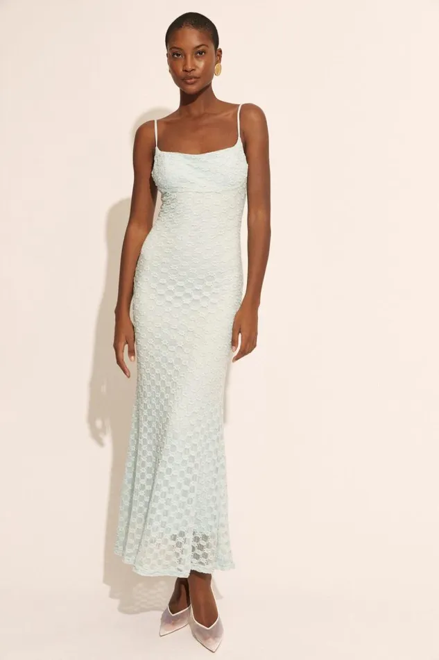 Women Day To Night Dresses Bardot Adoni Mesh Midi Dress In Aqua Aqua