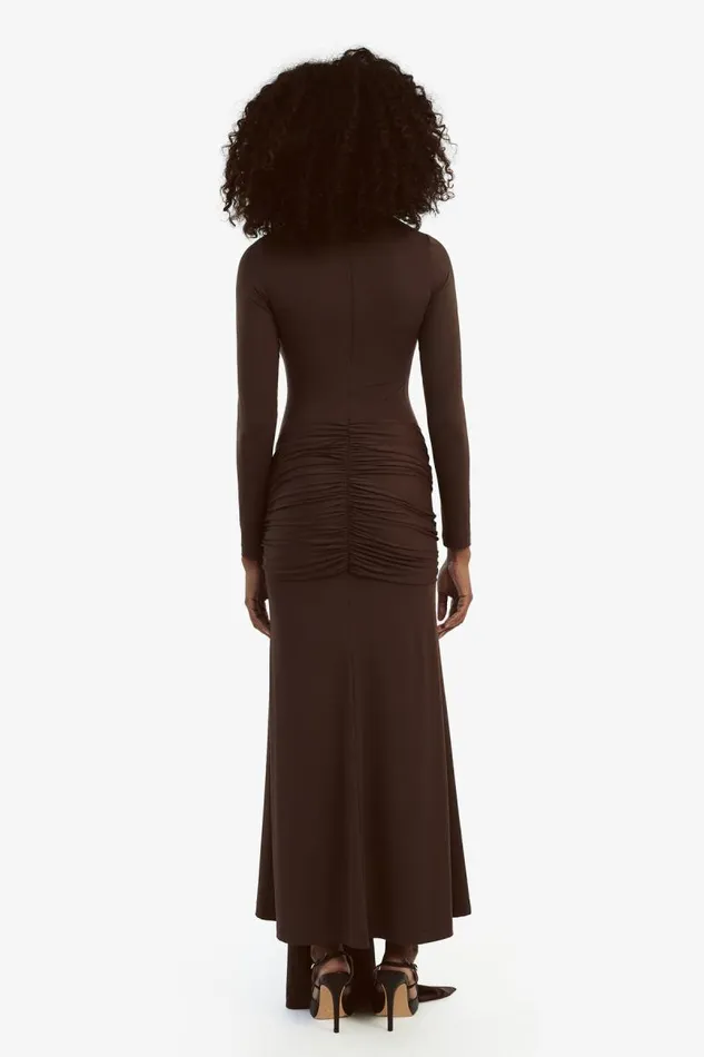 Women Day To Night Dresses Bardot Alix Maxi Tie Front Dress In Chocolate Chocolate