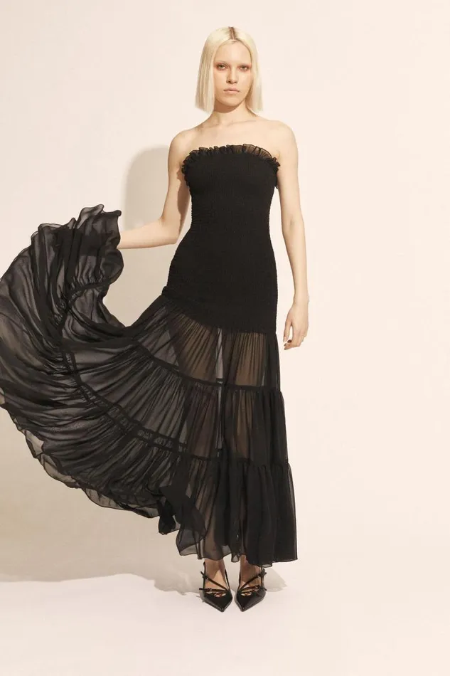 Women Day To Night Dresses Bardot Azura Strapless Maxi Dress In Black Black