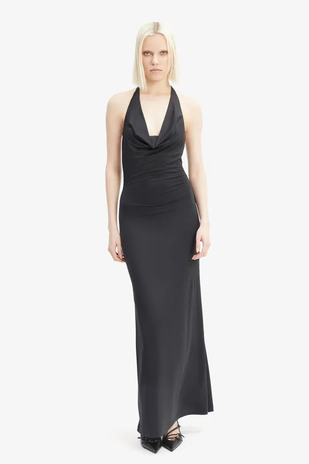Women Day To Night Dresses Bardot Francine Halter Maxi Dress In Black Black