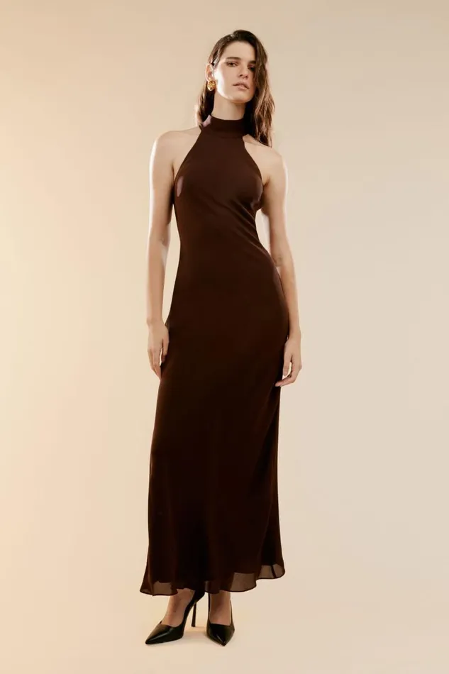 Women Day To Night Dresses Bardot Ola Maxi Dress In Chocolate Chocolate