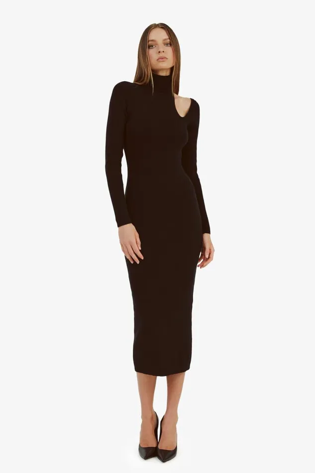 Women Day To Night Dresses Bardot Olesa Asymmetric Knit Dress In Black Black Women Day To Night Dresses Bardot Olesa Asymmetric Knit Dress In Black Black