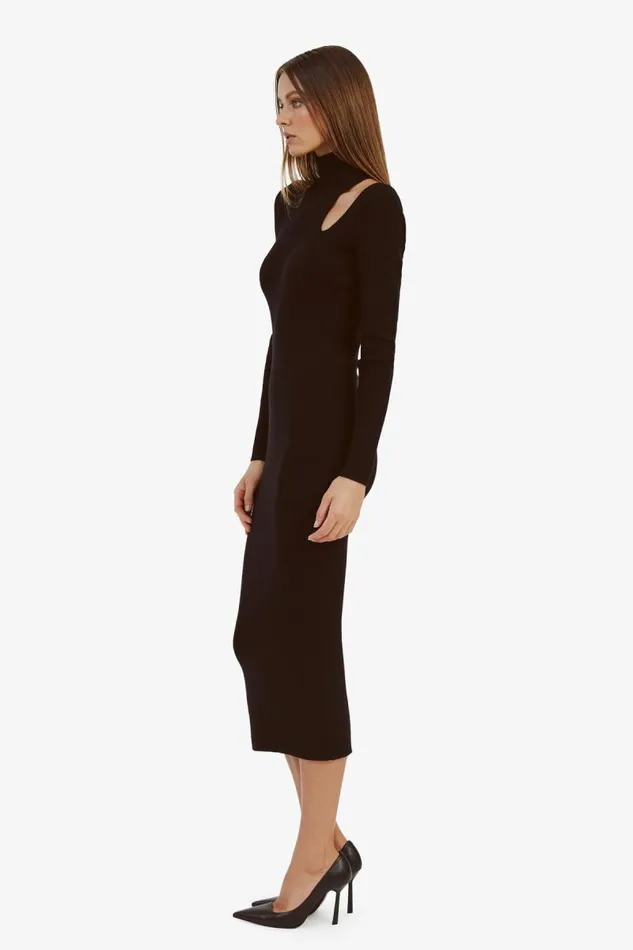 Women Day To Night Dresses Bardot Olesa Asymmetric Knit Dress In Black Black Women Day To Night Dresses Bardot Olesa Asymmetric Knit Dress In Black Black