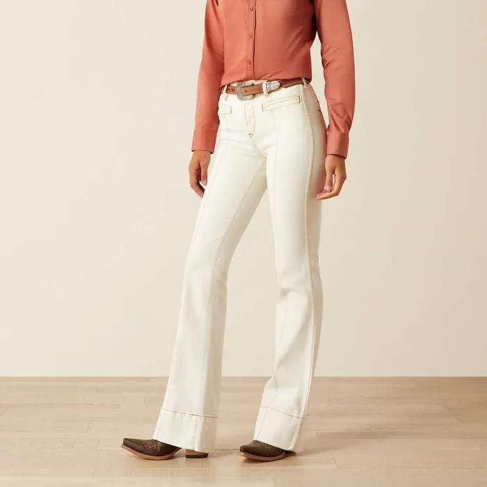 Women Denim Ariat High Rise Larissa Slim Trouser Ecru
