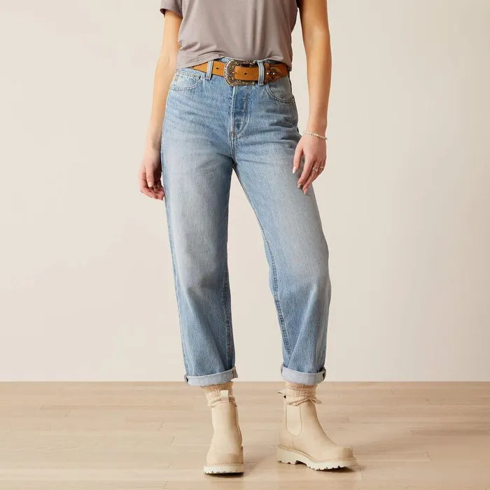 Women Denim Ariat Ultra High Rise Tomboy Straight Leg Jeans Concord