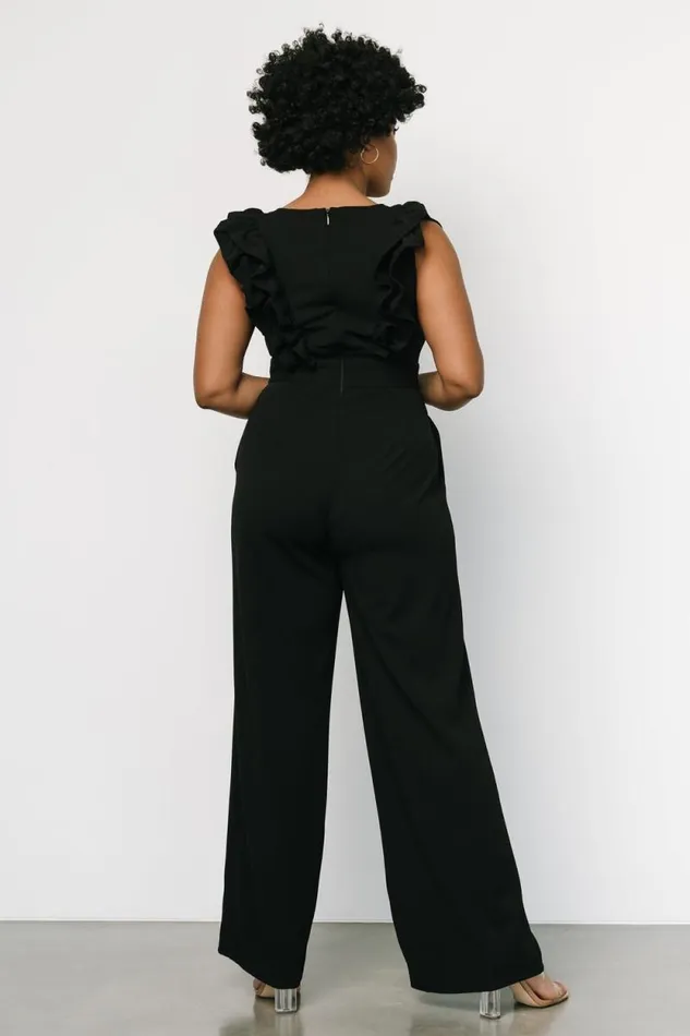 Women Descanso Ruffle Jumpsuit Black Baltic Born Jumpsuits and Rompers