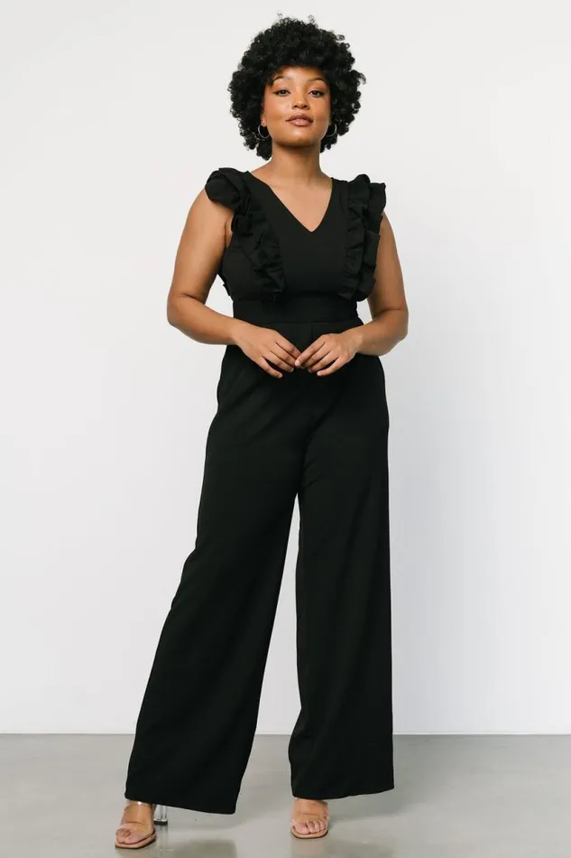 Women Descanso Ruffle Jumpsuit Black Baltic Born Jumpsuits and Rompers