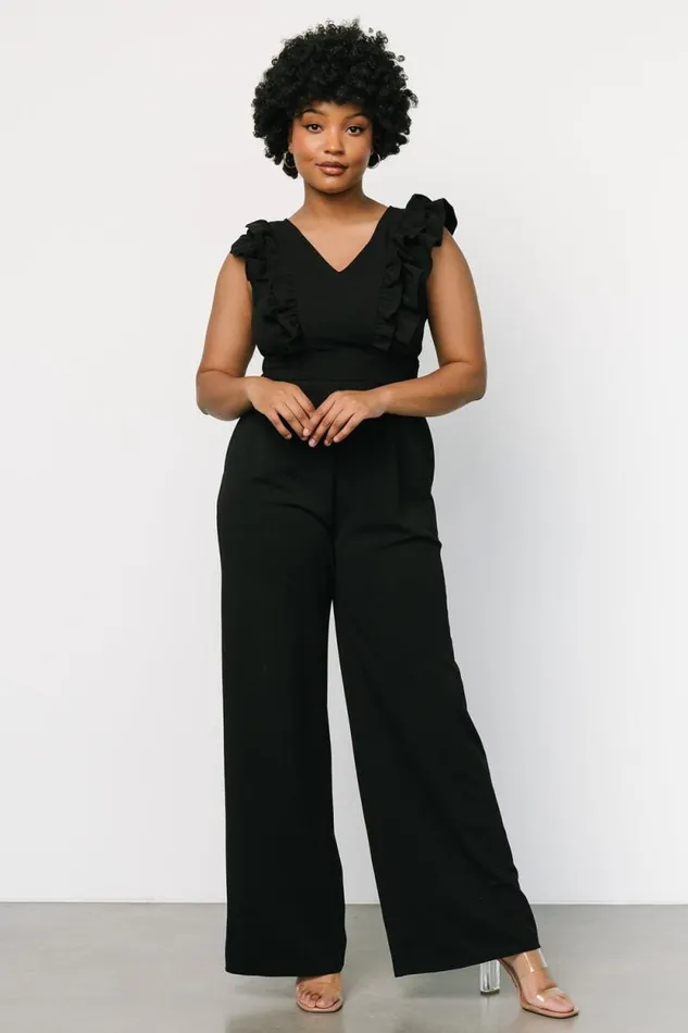 Women Descanso Ruffle Jumpsuit Black Baltic Born Jumpsuits and Rompers