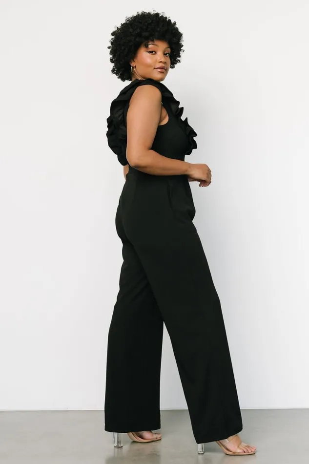Women Descanso Ruffle Jumpsuit Black Baltic Born Jumpsuits and Rompers
