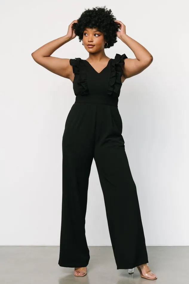 Women Descanso Ruffle Jumpsuit Black Baltic Born Jumpsuits and Rompers