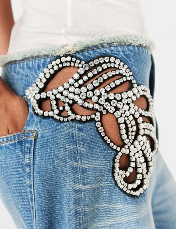 Women Diamant Swirl MidRise Wide Leg Jeans Faded Wash Blue Denim Stella McCartney Pants And Shorts Women Diamant Swirl MidRise Wide Leg Jeans Faded Wash Blue Denim Stella McCartney Pants And Shorts