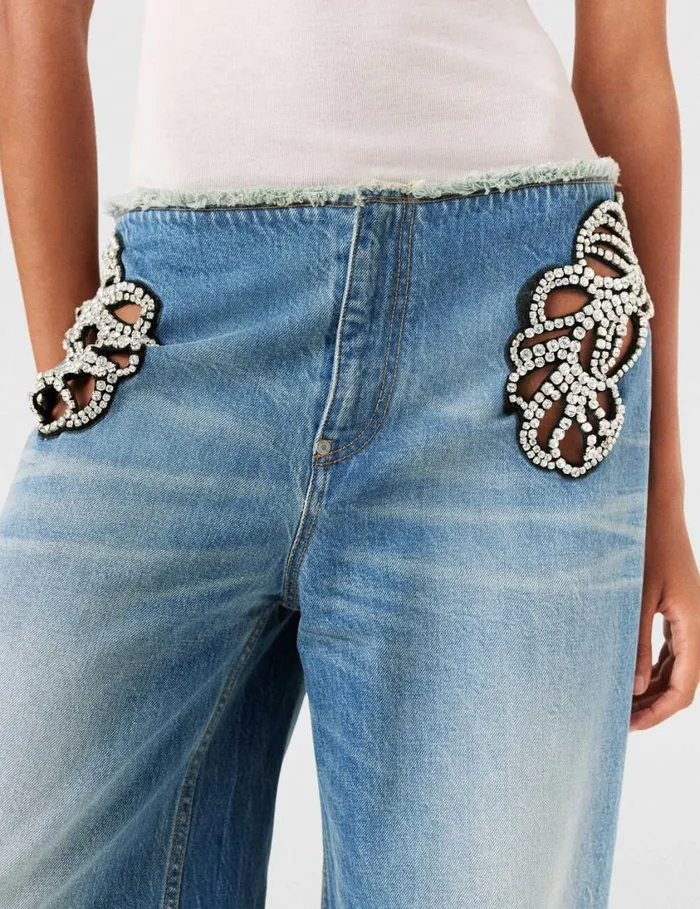 Women Diamant Swirl MidRise Wide Leg Jeans Faded Wash Blue Denim Stella McCartney Pants And Shorts Women Diamant Swirl MidRise Wide Leg Jeans Faded Wash Blue Denim Stella McCartney Pants And Shorts