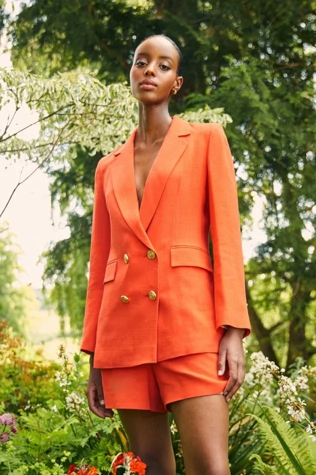 Women Double Breasted Blazer Neroli Linen Holland Cooper Tailoring