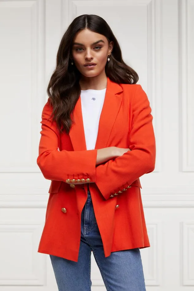 Women Double Breasted Blazer Neroli Linen Holland Cooper Tailoring