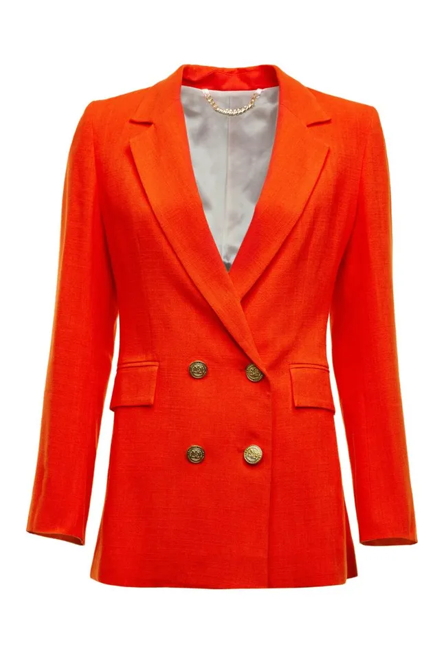 Women Double Breasted Blazer Neroli Linen Holland Cooper Tailoring