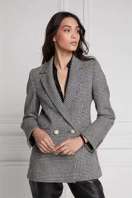 Women Double Breasted Blazer Prince Of Wales Mono Holland Cooper Tailoring