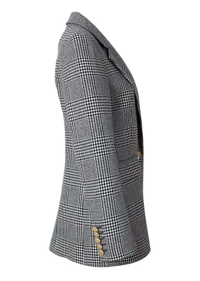 Women Double Breasted Blazer Prince Of Wales Mono Holland Cooper Tailoring
