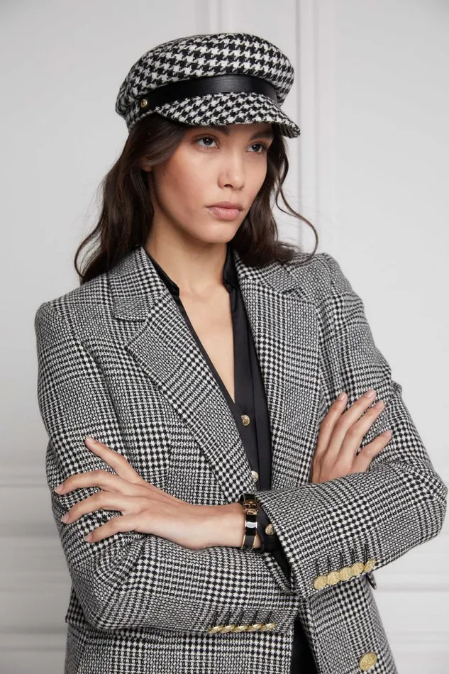 Women Double Breasted Blazer Prince Of Wales Mono Holland Cooper Tailoring