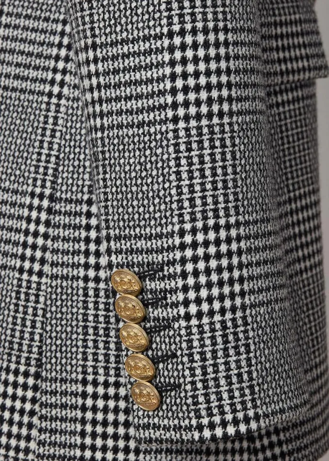 Women Double Breasted Blazer Prince Of Wales Mono Holland Cooper Tailoring