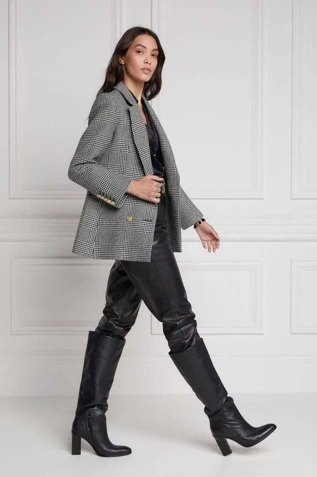 Women Double Breasted Blazer Prince Of Wales Mono Holland Cooper Tailoring