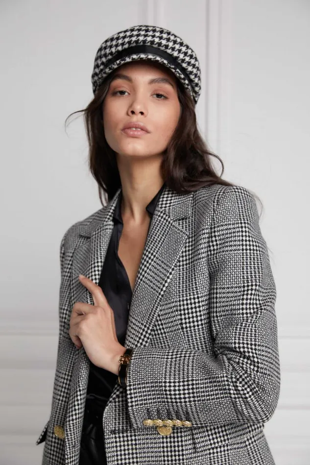 Women Double Breasted Blazer Prince Of Wales Mono Holland Cooper Tailoring