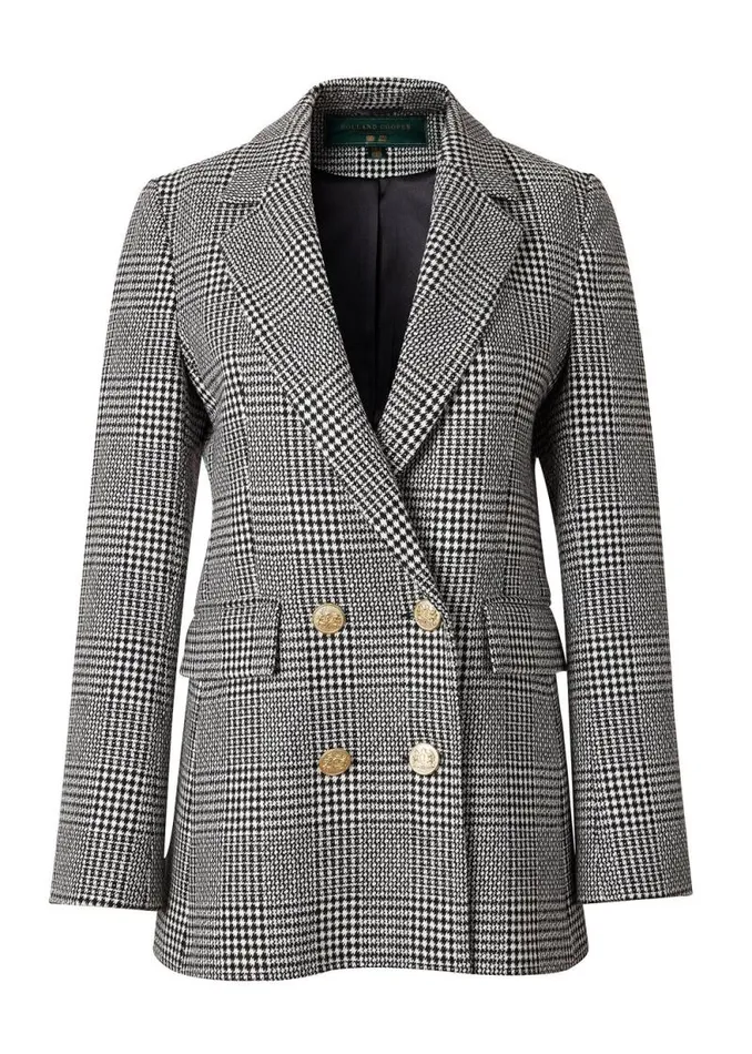 Women Double Breasted Blazer Prince Of Wales Mono Holland Cooper Tailoring